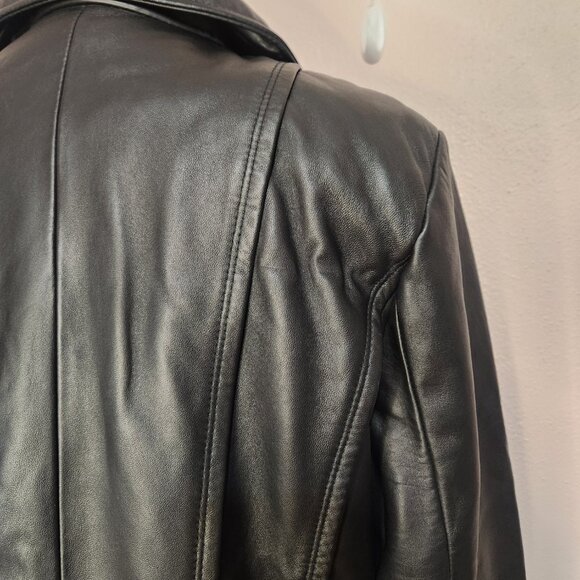 Kenneth Cole Reaction Authentic Leather Black Coat Size Large - Picture 3 of 12